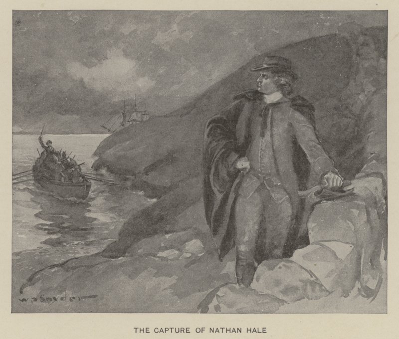 Zajetí Nathana Halea (litho) od W. P. Snyder