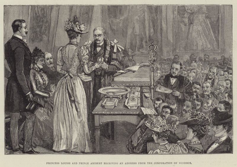 Princezna Louise a princ Aribert obdrží adresu od korporace Windsor od Walter Paget
