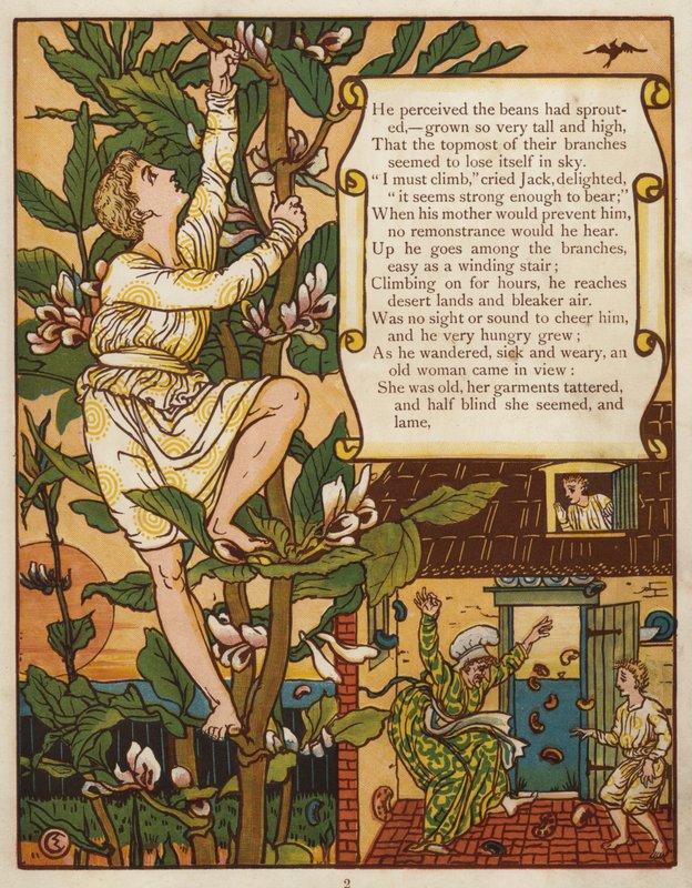 Jack a stonek fazole (barva litho) od Walter Crane