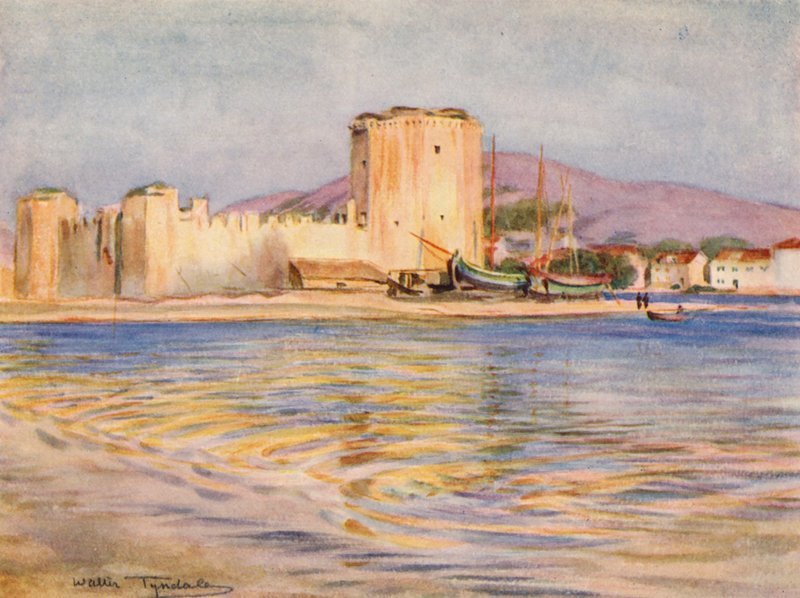 Castel Camerlengo, Trau (barevná litografie) od Walter Frederick Roofe Tyndale