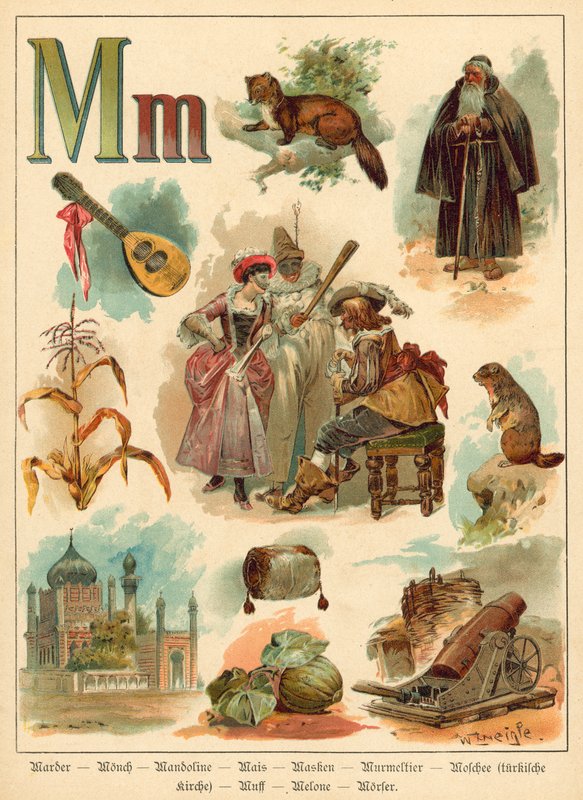 písmeno M (chromolitho) od Walter Zweigle