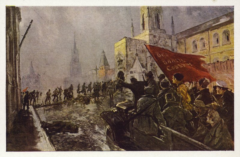 Rudá garda vstoupila do Kremlu v Moskvě dne 2. listopadu 1917 ve 20. letech 20. století od Wassily Meshkov