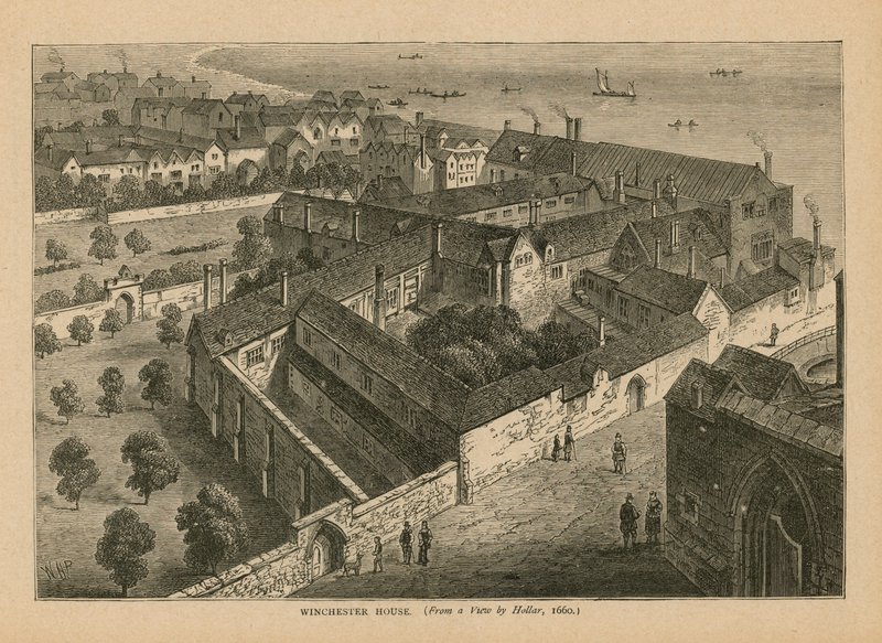 Letecký pohled na Winchester House od Wenceslaus Hollar
