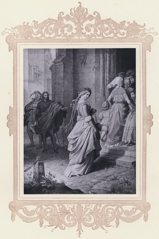 Gretchen jde do kostela (litho) od Wilhelm von (after) Kaulbach
