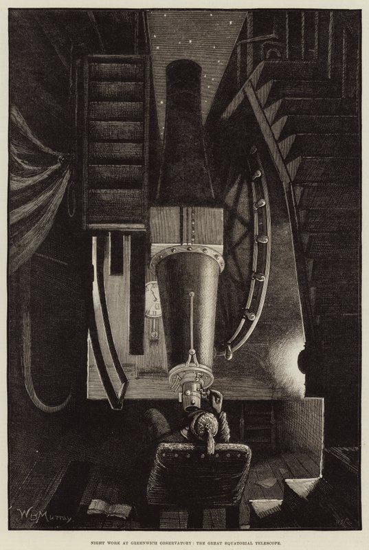 Noční práce na Greenwichské observatoři, Velký rovníkový dalekohled od William Bazett Murray