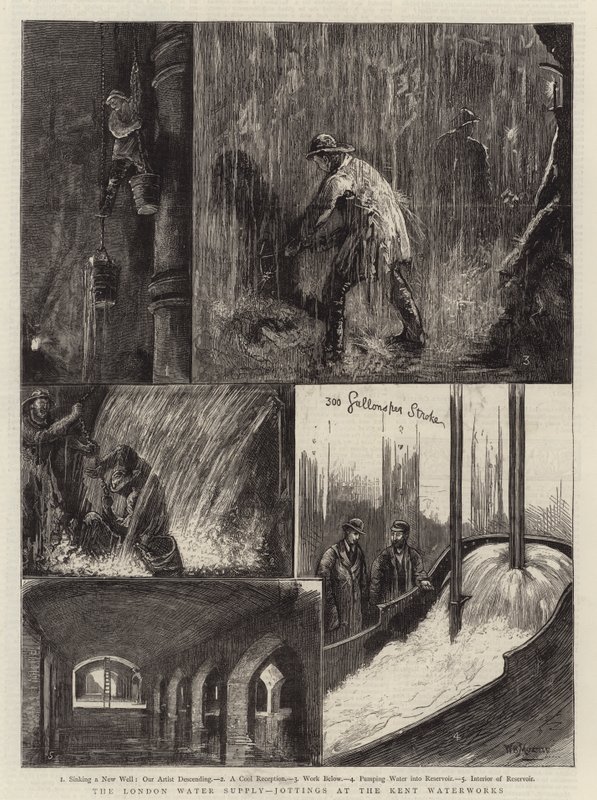 Londýnské zásobování vodou, poznámky u vodárny v Kentu od William Bazett Murray