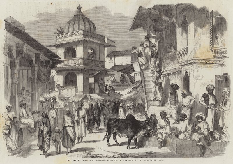 Bazar, Udaipur, Rajputana od William Carpenter