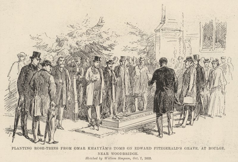 Výsadba růží z hrobky Omara Chajjáma na hrobě Edwarda Fitzgeralda v Boulge u Woodbridge od William Crimea Simpson