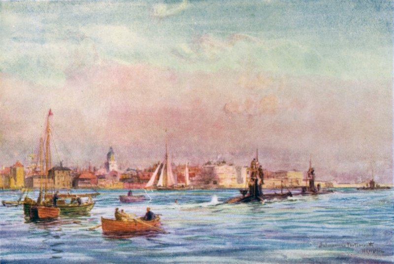 Ponorky opouštějící přístav Portsmouth od William Lionel Wyllie