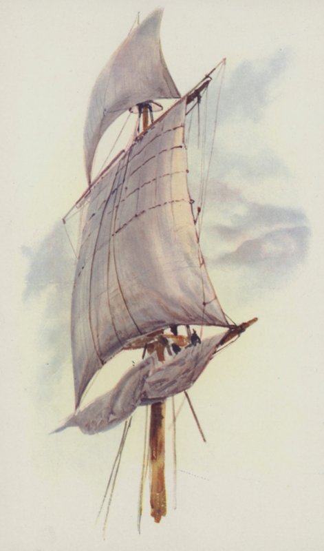 Maintop Sail a Top-Gallant Sail of the Valhalla od William Lionel Wyllie