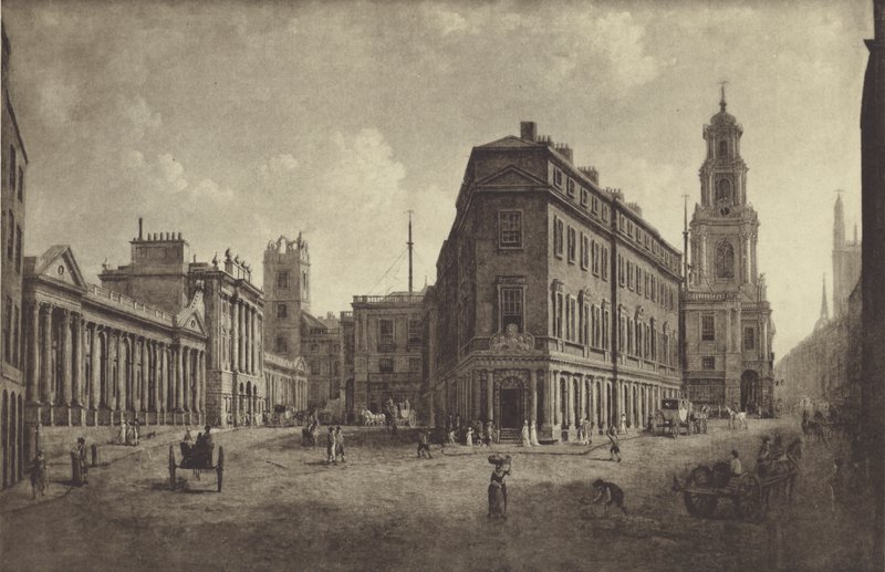 Bank of England a Royal Exchange, 1790 od William Marlow