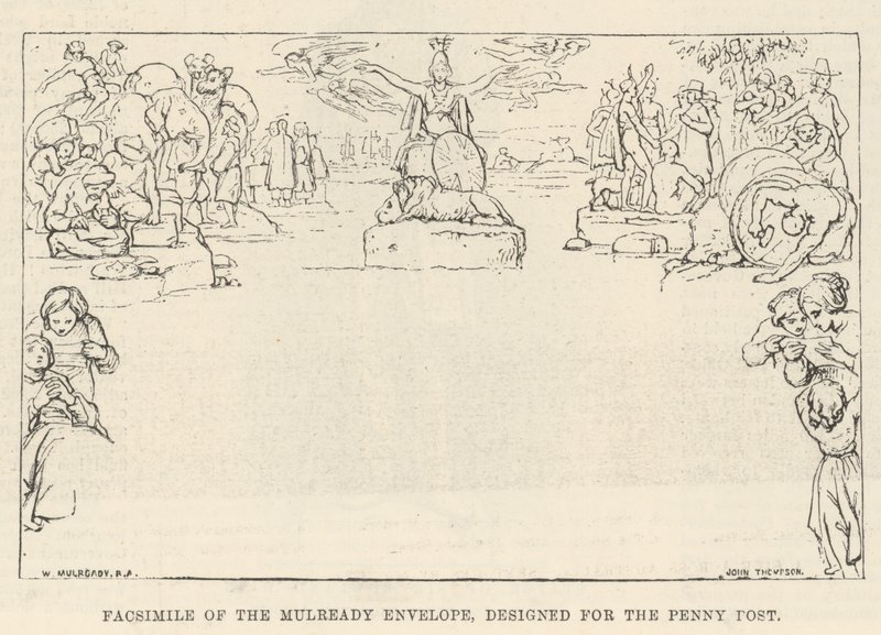Faksimile obálky Mulready, navržená pro Penny Post od William Mulready