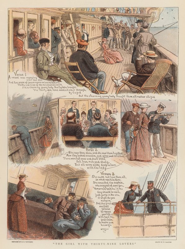 Dívka s třiceti devíti milenci (chromolitho) od William Ralston