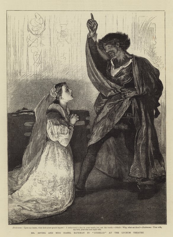 Pan Irving a slečna Isabel Bateman v Othello v divadle Lyceum od William Small