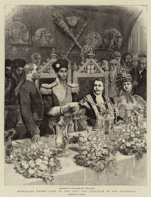 Návštěva Nasrullaha Khana ve městě, oběd v Guildhall od William Small