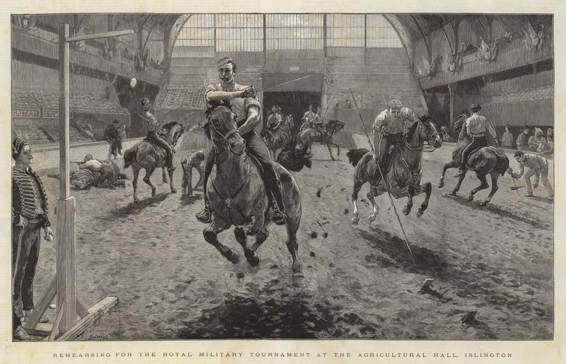 Zkouška na Royal Military Tournament v Agricultural Hall, Islington od William Small