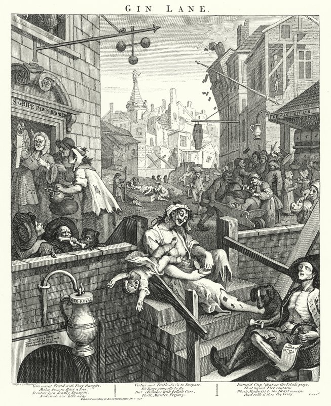 Gin Lane (rytina) od William (after) Hogarth