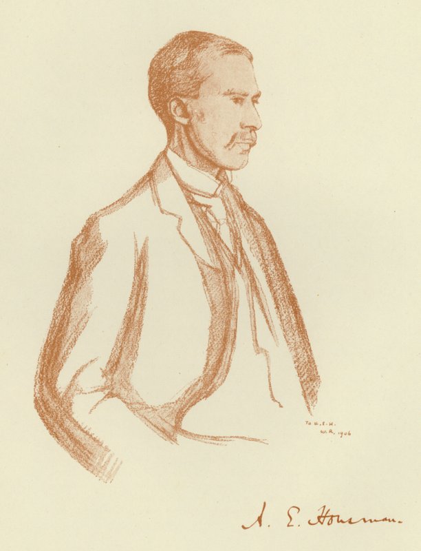 A E Housman, portrét (litho) od William (after) Rothenstein
