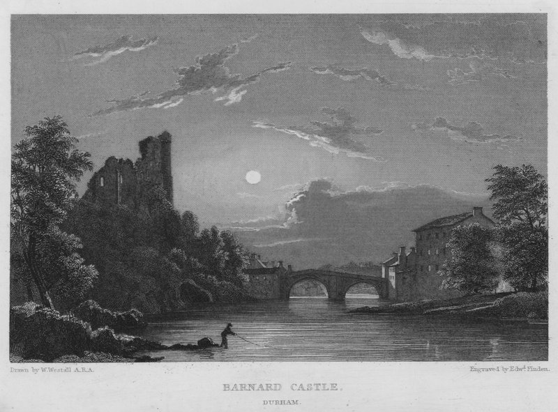 Barnard Castle, Durham (rytina) od William (after) Westall