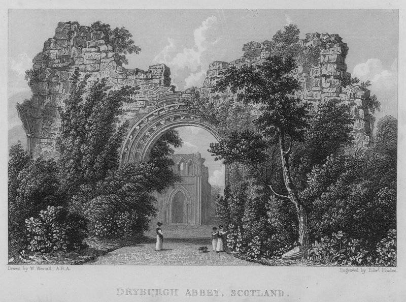 Dryburgh Abbey, Skotsko (rytina) od William (after) Westall