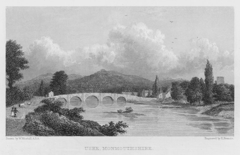 Uske, Monmouthshire (rytina) od William (after) Westall