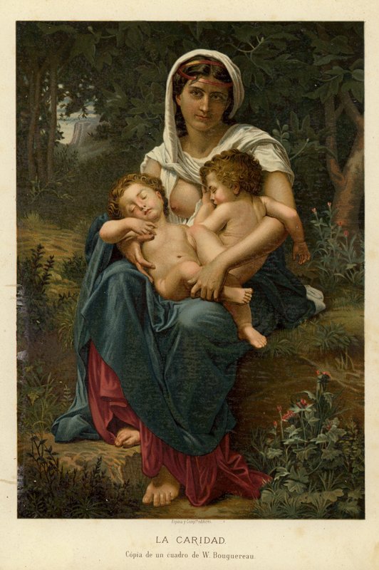 Charita (chromolitho) od William Adolphe Bouguereau