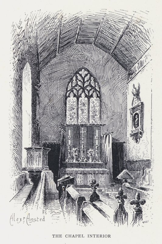 Interiér kaple (rytina) od William Alexander Ansted