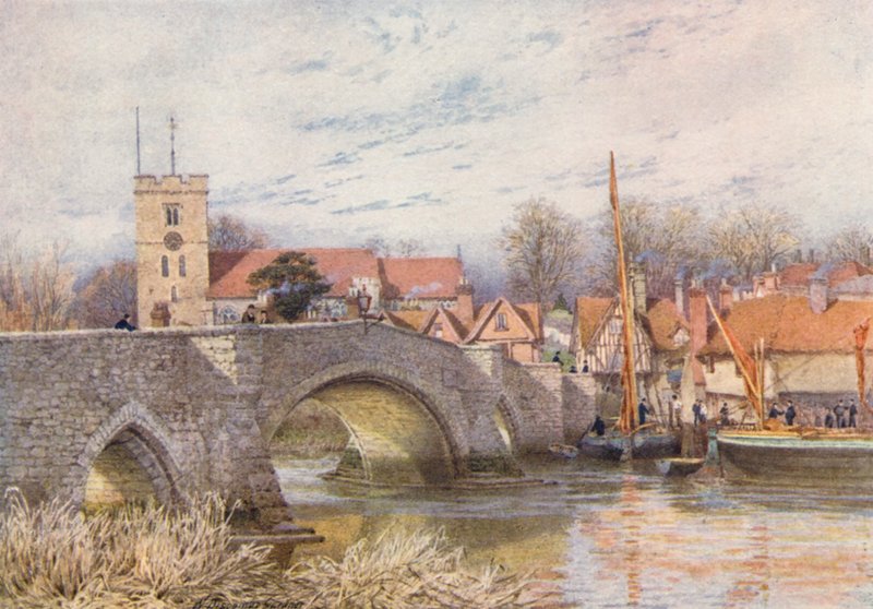 Aylesford Bridge (barevná litografie) od William Biscombe Gardner