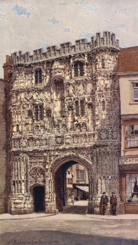 Christ Church Gate, Canterbury (barevná litografie) od William Biscombe Gardner