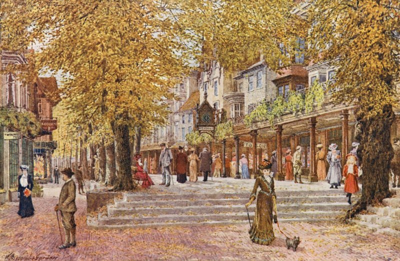 The Pantiles, Tunbridge Wells (barevná litografie) od William Biscombe Gardner