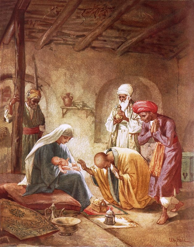 Tři králové uctívající Krista od William Brassey Hole