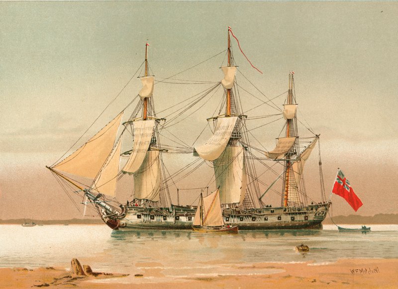 Fregata se 42 děly kolem roku 1780 od William Frederick Mitchell