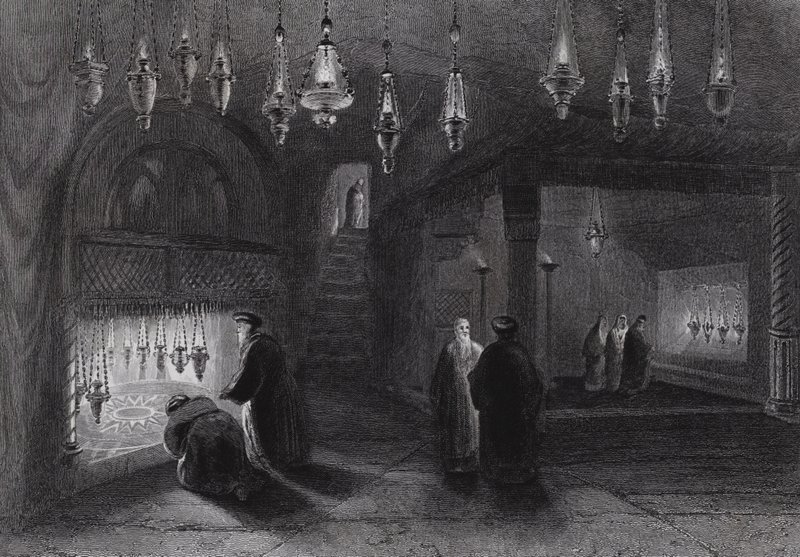 Svatyně Narození Páně, Betlém (rytina) od William H. Bartlett