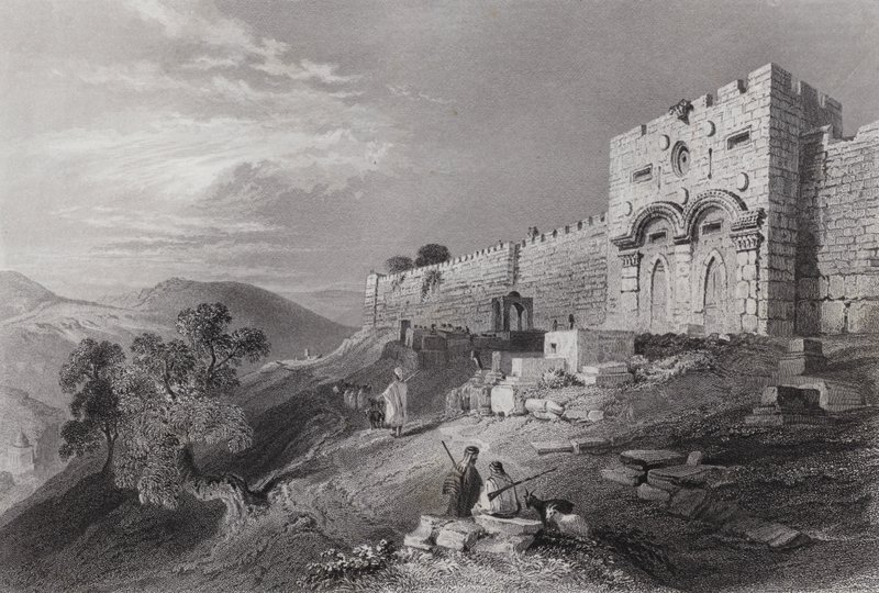 Zlatá brána, Jeruzalém (rytina) od William H. Bartlett