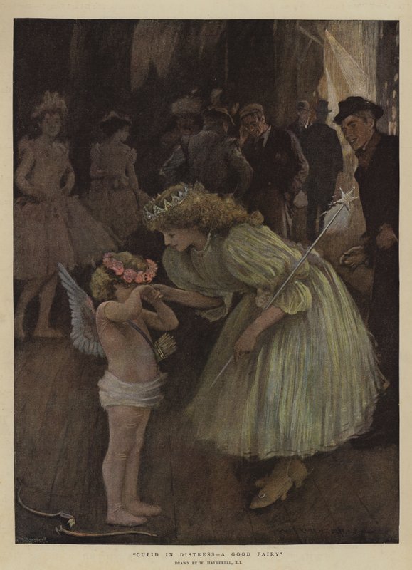 Cupid in Distress, a Good Fairy (chromolitho) od William Hatherell