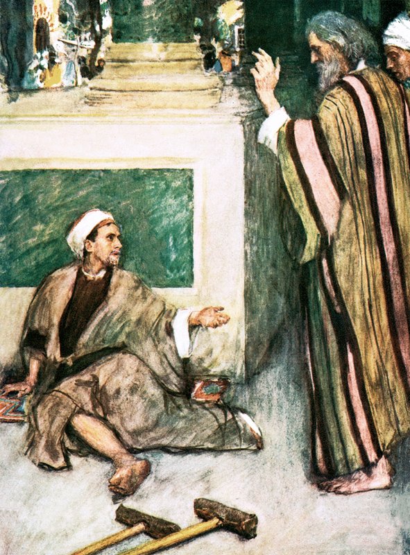 Petr a Jan uzdravující chromého muže od William Hatherell