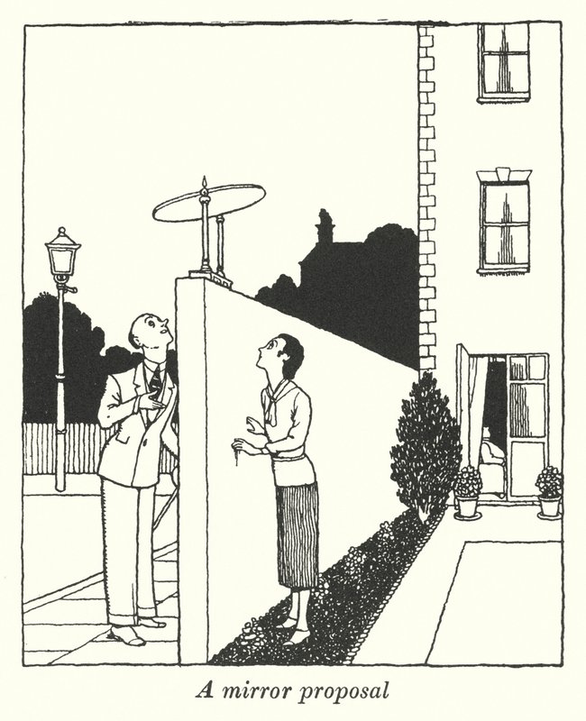 Návrh zrcadla (litho) od William Heath Robinson