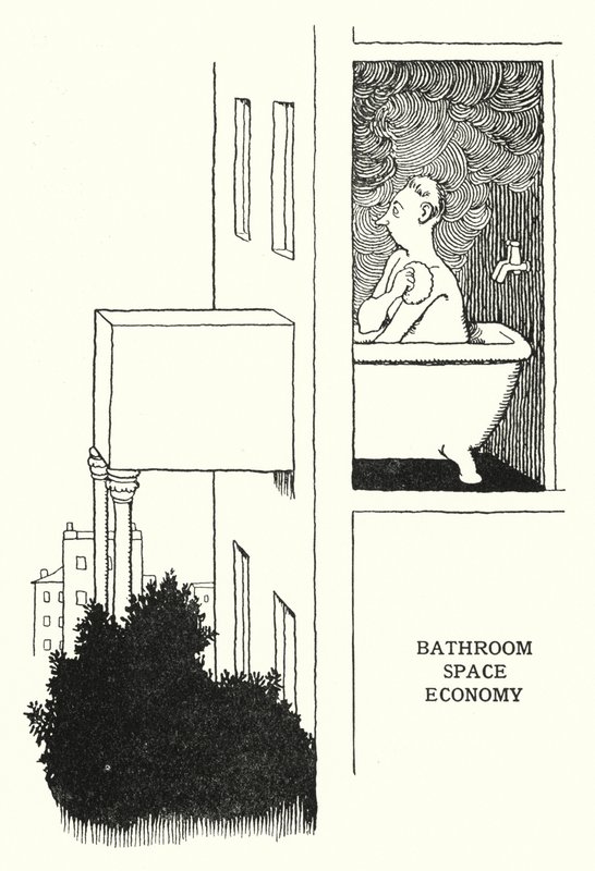 Koupelna Space Economy (litho) od William Heath Robinson