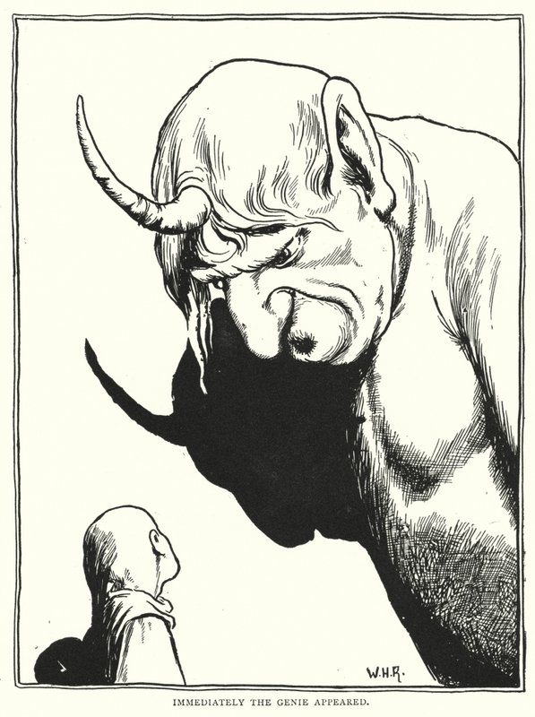 Okamžitě se objevil džin (rytina) od William Heath Robinson