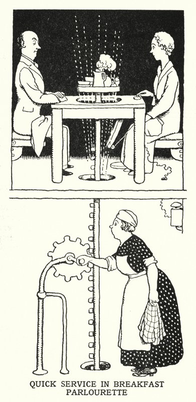 Rychlý servis ve snídaňové jídelně (litho) od William Heath Robinson