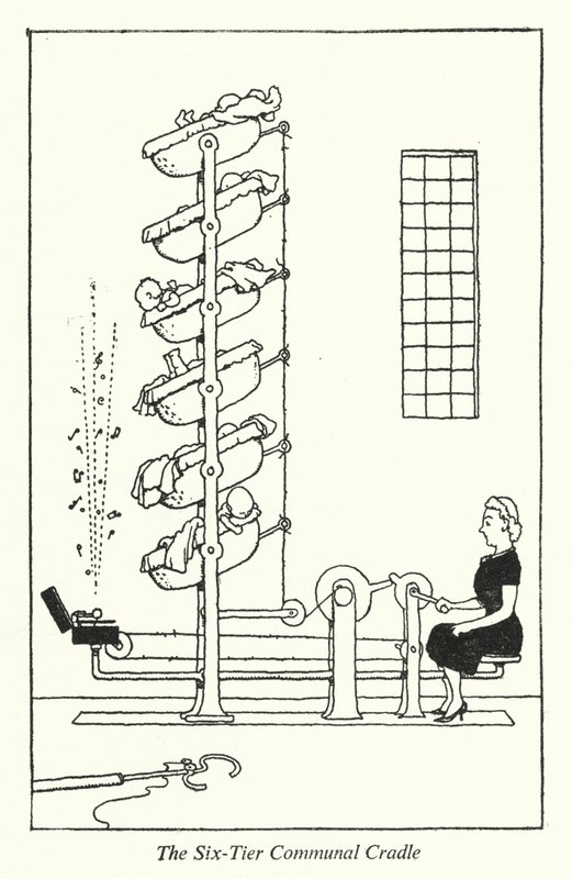 The Six-Tier Communal Cradle (litho) od William Heath Robinson