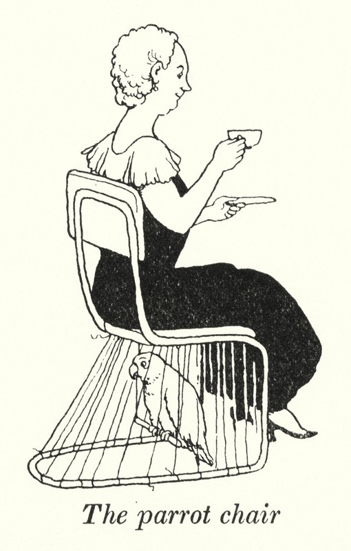 Papouščí křeslo (litho) od William Heath Robinson