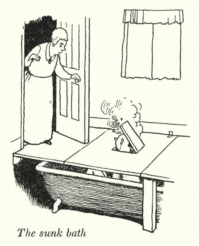 potopená vana (litho) od William Heath Robinson