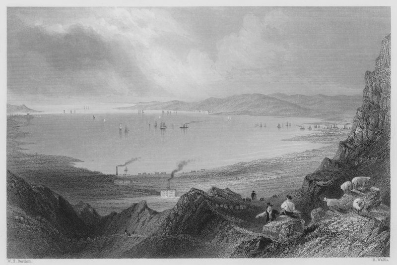 Belfast Lough (rytina) od William Henry (after) Bartlett