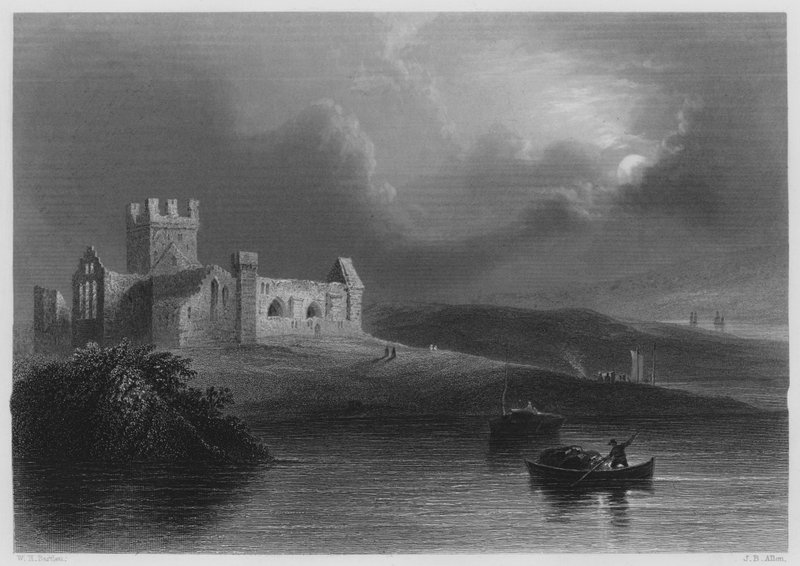 Dunbrody Abbey (rytina) od William Henry (after) Bartlett