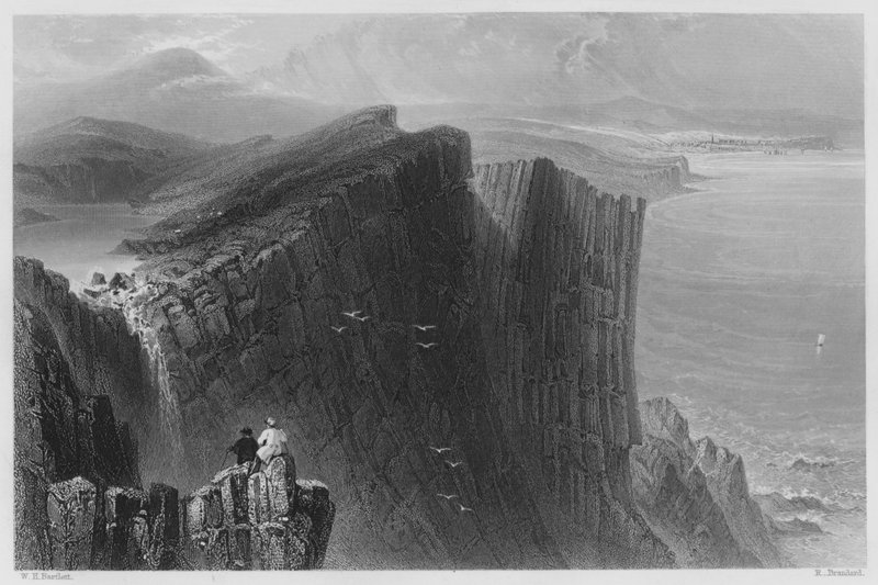 Fairhead, County Antrim (rytina) od William Henry (after) Bartlett