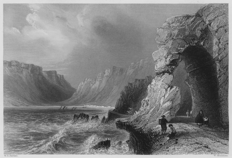 Glenariff, County Antrim (rytina) od William Henry (after) Bartlett