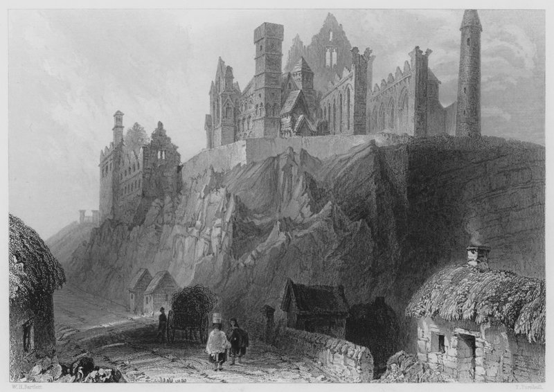 Rock of Cashel (rytina) od William Henry (after) Bartlett