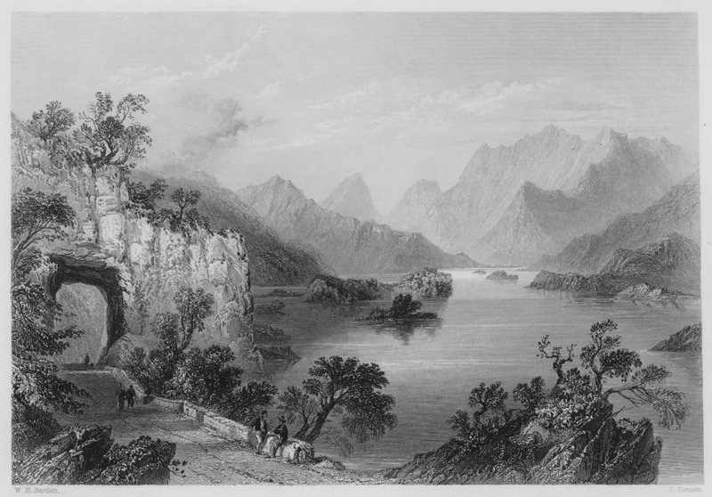Upper Lake, Killarney (rytina) od William Henry (after) Bartlett
