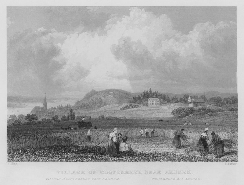Vesnice Oosterbeek poblíž Arnhemu (rytina) od William Henry Bartlett
